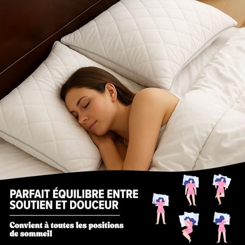 Lot de 2 oreillers ergonomiques 60x60 hypoallergéniques Dreamway
