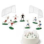 9PCS Football Cake Topper Set with 2 Goals, 1 Referee, 6 Players & 1 Football - Non-Edible PVC Figures for Boys Men Birthday, Football Theme Party, Cupcake Dessert Decorations