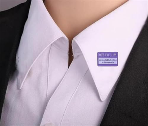 Image of zhanghaoran Hello I'm Introverted But Willing To Discuss Cat Brooch Katie Lover Enamel Pin Badge Fun English Enamel Pin Clothing Decorative Accessory Jewelry Gift for Friends