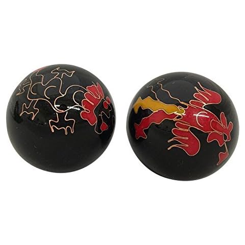 THY ARTS Baoding Balls Chinese Health Massage Exercise Stress Balls -Black Dragon & Phoenix #2 Cover