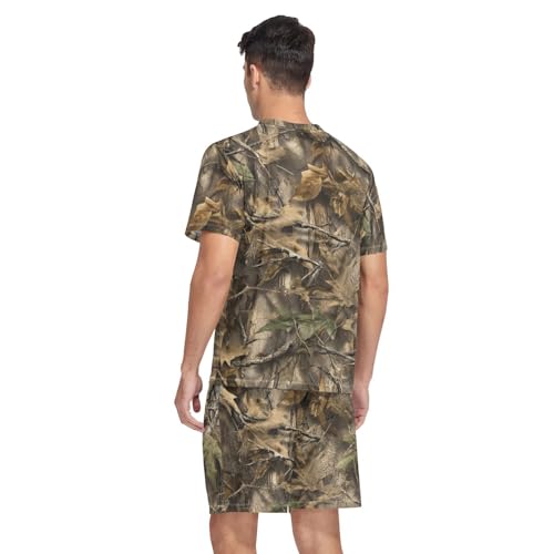 Laprad Men's Pajamas Set Short Sleeve Sleepwear Comfortable Loungewear Camo with Pockets Nightwear2