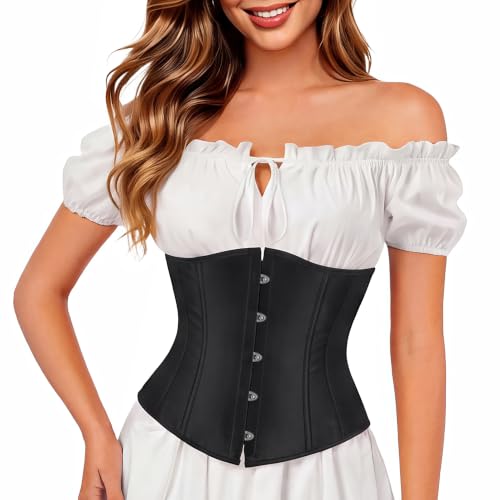 Underbust Corset Top for Women Renaissance Pirate Costume Small Black - image 1