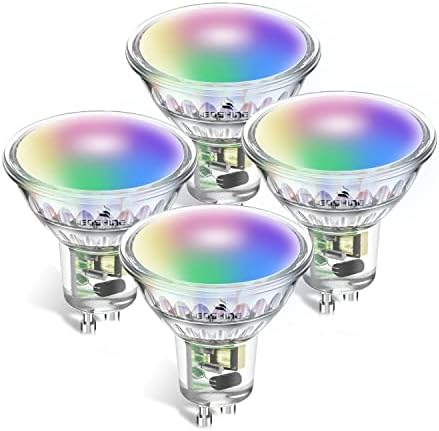ENSHINE GU10 Smart Bulb, Warm to Cool White and RGB WiFi led Light Bulbs, Dimmable Colour Changing, Compatible with Alexa and Google Home, Music Sync, 5W(50W), 470 Lumens, No Hub Required, 4 Pack