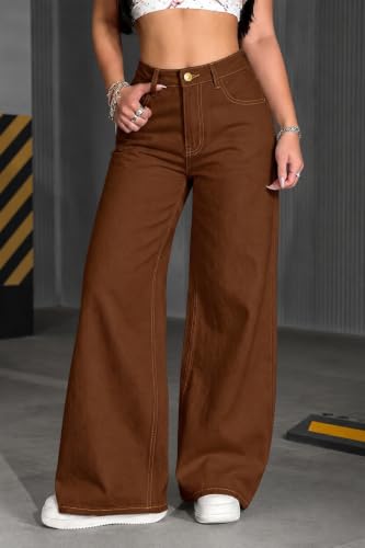 Image of Women's Black High Waist Denim Jeans | Straight, Relaxed, Wide Leg & Baggy Fit | High Rise Loose Oversized Denim Pants for Women | Comfortable Casual Everyday Wear | Oversized Woman baggys