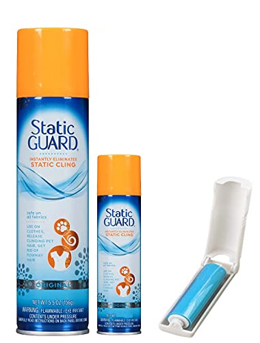 Static Guard Spray, 5.5 Ounce and 1.4 Ounce Travel Size (Pack of 2) - with Travel Size Lint Roller Static Guard Spray, 5.5 Ounce and 1.4 Ounce Travel Size (Pack of 2) - with Travel Size Lint Roller