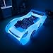 Air Candy Sleep Racer Dream Car Inflatable Kids Bed with LED Night Light Glow – Blue Race Car Air Mattress for Kids Sleepovers, Naps & Travel, Ages 3–12