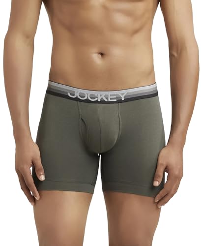 Image of Jockey ZN03 Men's Super Combed Cotton Elastane Stretch Solid Boxer Brief with Ultrasoft Waistband