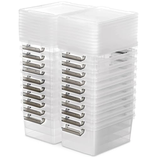 Citylife Lot de 20 Petite Boîtes de Rangement 1.25L avec Couvercle Caisse Rangement Transparente Empilable Plastique Boîtes en Plastique Robuste pour et Bricolage Acheté, 17.7 x 13 x 8.2cm