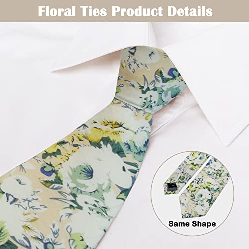 Image of Mantieqingway Men's Cotton Floral Neck Tie 2.56'' Printed Skinny Tie