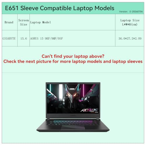 Image of Smatree Elite Laptop Sleeve for 15.6 inch GIGABYTE AORUS 15 9KF /9MF /9SF, Protective Laptop Case with Pocket(E651)