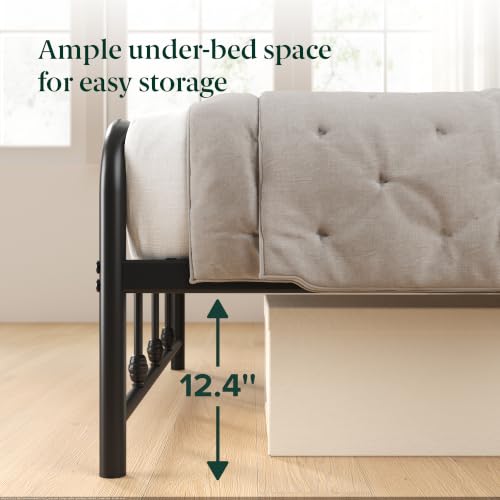 Image of Zinus Leonardo Metal Platform Bed Frame, Victorian Spindle Style Headboard and Footboard, Heavy Duty Bed Base, Ample Underbed Space, Twin