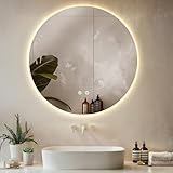 TecTake® Specchio bagno a LED Clara, specchio da parete retroilluminato, specchiera bagno con luce, antiappannamento, design moderno, led bagno, smart led mirror - Rotondo - 80 x 80 cm