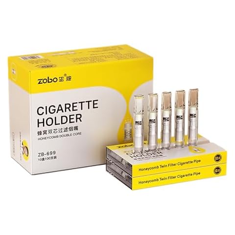ZOBO Disposable Cigarette Filters Honeycomb Double Core Microporous Multi-Filtering to Reduce Tar and Smoke Stains (100 Per Pack), Suitable for Coarse, Medium and Fine Sizes of Cigarettes Cover