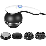 Poshions Masajeador eléctrico Anticelulítico con 4 cabezales vibratorios Pulsador variable LED para aliviar el dolor en cuello, hombros, brazos, espalda, cintura, piernas y pies