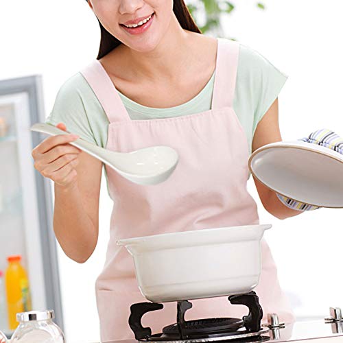 Kslong Pure White Ceramic Soup Ladle - Bone China Big Ladle, Deep Porcelain Flatware, Asian Soup Tureen Spoon 9.4" x 3" Scoops for Household Purposes - Image 5