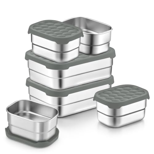 Leonyo 2 Pcs Stainless Steel Lunch Box for Kids, Toddler Bento Box, Gray