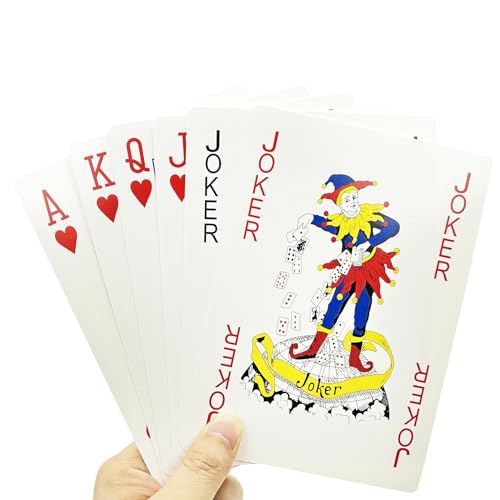 QkonkgnS 5X7 Inch Large Jumbo Playing Cards Giant Deck of Cards Games for Families Casino Party Decorations Oversized Professional Poker Cards (4 Times)