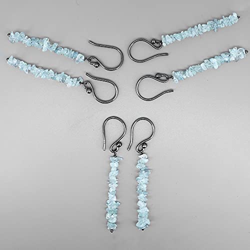 Gempires Natural Aquamarine Earring Gemstone Nuggets Earrings With Ear Hooks Handmade Dangle Earring For Women (Aquamarine) #TOP1