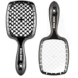 BOM BOM 2 Unit Kit, Wet And Dry Vented Detangling Hair Brush For All Hair Types, Light Weight Hairbrush, Scalp Massage Brush (Black white)