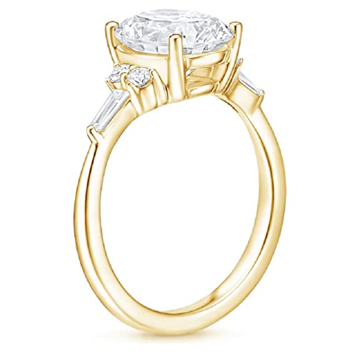 14K Solid Yellow Gold Handmade Engagement Ring 1.0 CT Oval Cut Moissanite Diamond Solitaire Wedding/Bridal Ring Set for Womens/Her Proposes Ring2