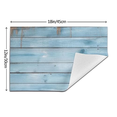 Set de table bleu bois en PVC tissé résistant et imperméable x6