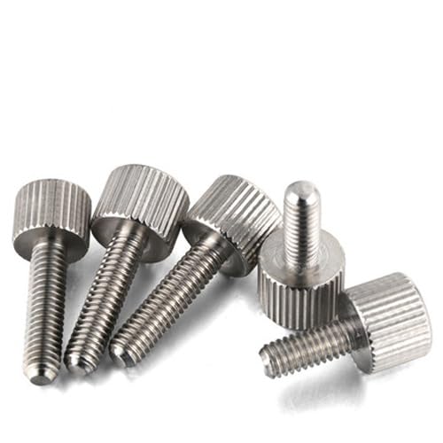 5pcs M2 M2.5 M3 Hand screw Single head knurling Flat head Hands tight Adjustment bolt stainless steel 4mm-16mm Length - (Dimensions: M2.5x12mm)