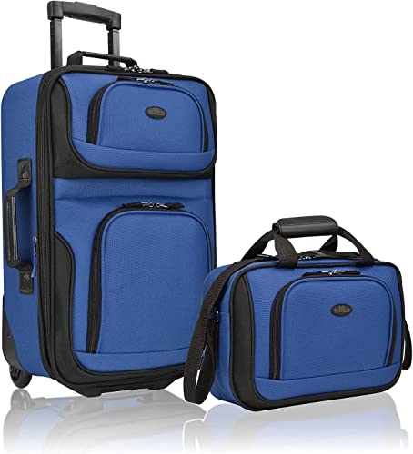 Travelers Choice US Traveler Rio Expandable Carry-On Luggage Set, One Size, 2-Piece (Royal Blue) by U.S. Traveler - Used condition - CA$43.89