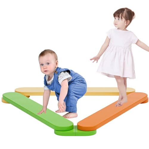 Image of BlueWood Balance Beam for Kids 3-5, Toddler Sensory Wooden Toys and Stepping Stones, Build Coordination Gymnastics Obstacle Motor Skill for Kid