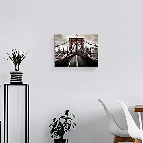 Artistic Path Brooklyn Bridge Canvas Picture Print: New York Cityscape Artwork Wall Art On Canvas For Bedoom  thumb #2