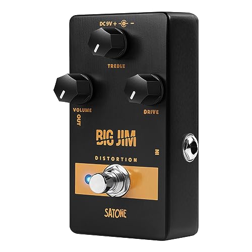 Satone S808 Big Jim Distortion Electric Guitar Effect Pedal - Rich Gain Distortion Effect Preset Acoustic Metal Pedal with True Bypass