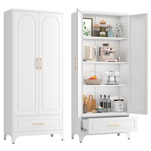 TIMELESS PIECES 75” Kitchen Pantry Storage Cabinet,Metal Tall Storage Cabinet