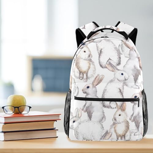 Sac à dos d'école lapins blancs multicolore 29.4x20x40cm