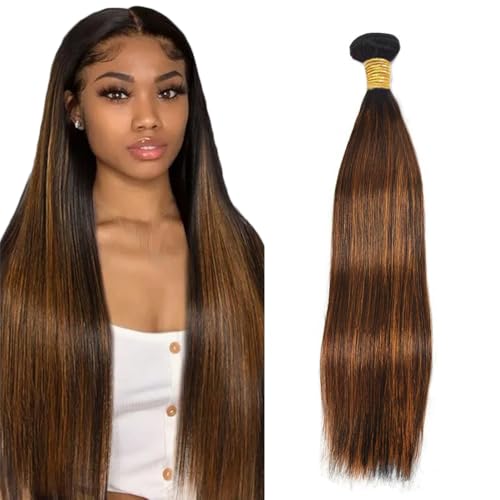 Tissage lisse cheveux humain 24 pouces mèche tie and dye marron P4/30