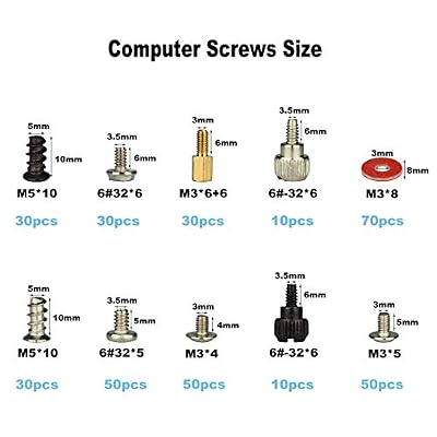 Computer Screws Standoffs Assortment Kit for Hard Drive Computer Case Motherboard Fan Power Graphics
