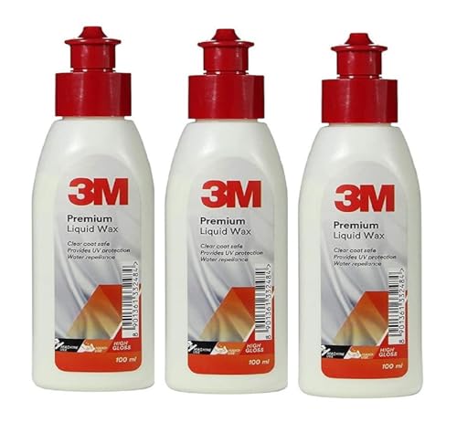 Image of 3M Premium Liquid Wax, Restores Car Paint Gloss, Water Repellent and UV Protection (100ml Each, Pack of 3)