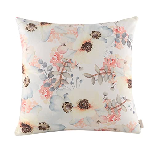 Image of Home-The Best is for You Reversible Floral Printed and Embroidered Cushion Cover 16 Inch X 16 Inch Pack of 2 (White::Red, 2)