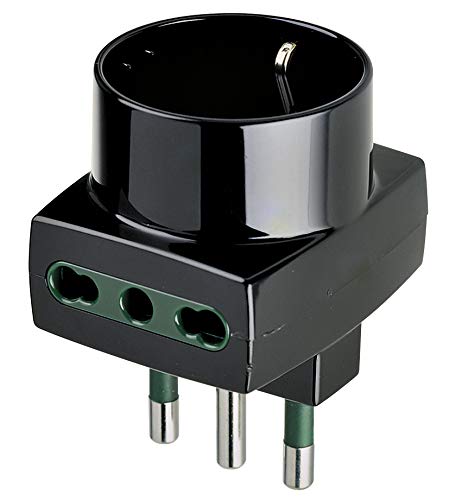 Vimar RI.00323N Adattatore multispina, 1 presa S17, 2 prese P17/11, 1 presa P30 Shuko, nero