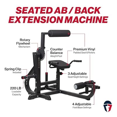 Titan Fitness Seated Ab/Back Extension Machine, Upper Body Abdominal Lower Back Machine, 220 LB Plate-Loaded Capacity, Core and Strength Training Workouts, Home Gym Machine