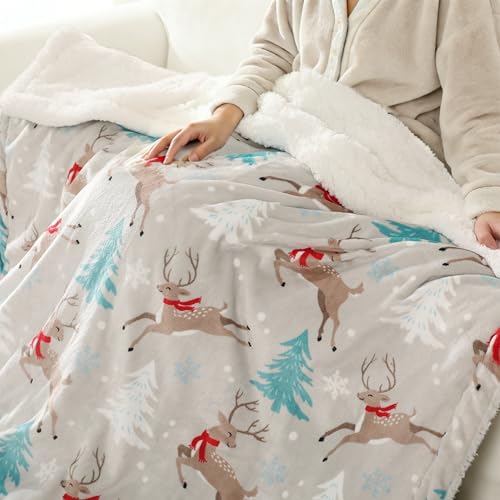 Electric Heated Blanket Full 72"x84" - 5 Heat & 10H Auto-Off, Microplush Flannel & Sherpa, Same Color Both Sides, Machine Washable, Overheat Protection, Gifts for Home/Bedroom/Sofa, Christmas Reindeer — view 5