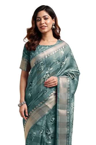 Image of MIRCHI FASHION Women Saree Cotton Blend Kalamkari Printed | Comfortable Office and Regular Daily Use Sari with Unstitched Blouse Piece
