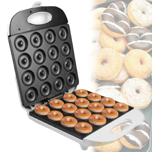Mini Donut Maker, Makes 16 Donuts In 1-5 Minutes, 1400W Double-sided Heated Donut Machine, with Indicator Lights, Non-Stick Coating, Quick Baking Of Donut Cakes