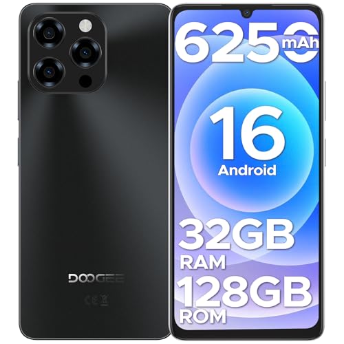 DOOGEE Note 58 Android 16 Unlocked Phones, 32GB+128GB/2TB Expand Cell Phone, 6.6''HD+90Hz Dispaly, 6250mah Battery, 4G Dual Sim Unlocked Smartphone, Widevine L1/NFC/OTG/Face Unlock