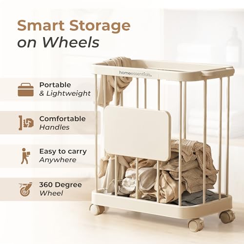 Image of HomeEssentials Large Foldable Laundry Basket with - Heavy Duty Fabric Laundry Bag for Clothes & Toy Storage - Collapsible Clothes Hamper with Handles - Multi-Purpose Home Organization Bin, Cream