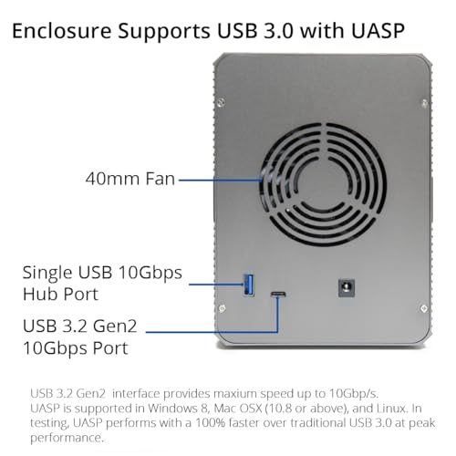 Image of 5 Bay USB 3.2 Type-C 10Gbps Daisy-Chain Hard Drive Enclosure DAS, Support 120TB (5X 24TB) 2.5 inch & 3.5 inch SATA HDD /SSD