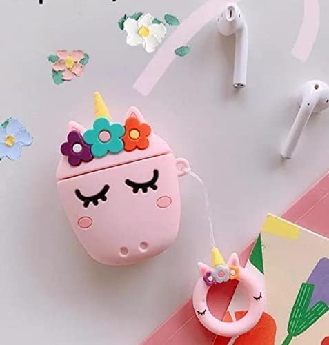 Image of Dezet Cute Soft Silicone Pouh Case for Airpods Pro GEN-2 (2022) � 3D Cartoon Animal Character Cover with Keychain Ring, Shockproof & Dustproof Protective Case for Kids & Girls (Unicorn)