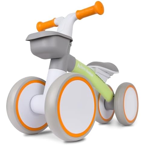 Baby Balance Bike for 1 Year Old Boys and Girls, Storage Basket and Adjustable Seat, 4 Wheels Toddler First Bike, First Birthday Gift Cover