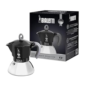Bialetti - Moka Induction, Moka-Kanne, Geeignet für Alle Herdarten, 2 Tassen Espresso (100ml), Schwarz