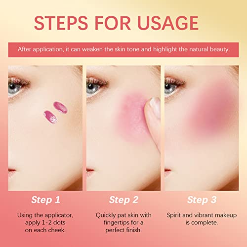 CkFyahp Liquid Blush for Cheeks, Lightweight Velvet Cream Blush, Nude Pink Gel Soft Cream Blush Mousse Highly Pigmented Peach Blushers for Cheeks Make Up Long Lasting Breathable Feel (5#) - Image 8