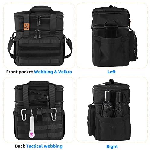 Wu Insulated Large Lunch Bag For Men Women 24Can 13L 18L Adjustable Dry Wet Separation Lunch Box Adults Heavy Duty Waterproof Leakproof Soft Cooler Bag Kit For Work Outdoor Shopping Sports, Black #TOP6