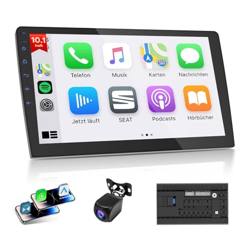 Haudio 10.1 Inch Android Car Stereo - Wireless CarPlay & Android Auto, 4GB RAM 64GB ROM, Double Din Head Unit with IPS Touchscreen GPS Navigation Bluetooth Backup Camera